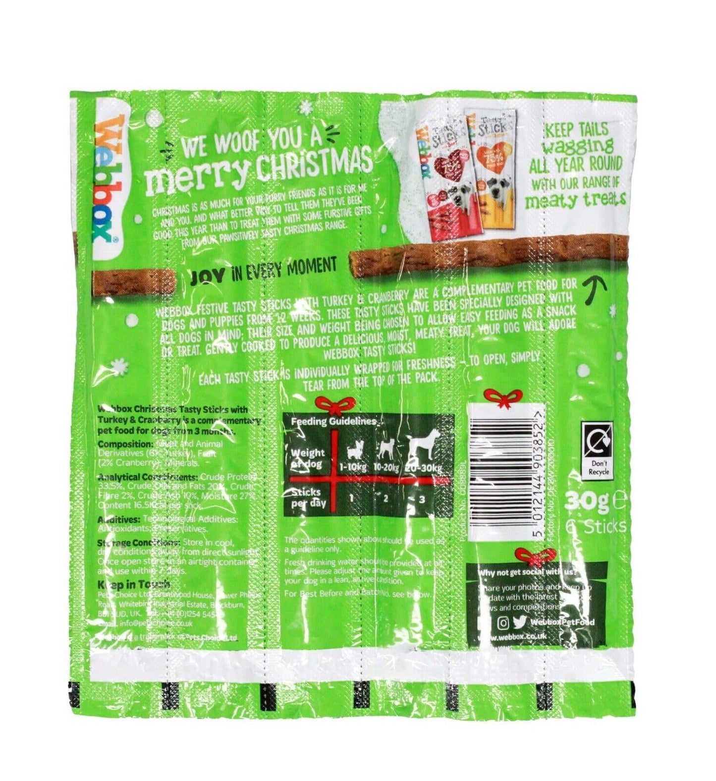 Webbox Dog Sticks Turkey and Cranberry, 30 g