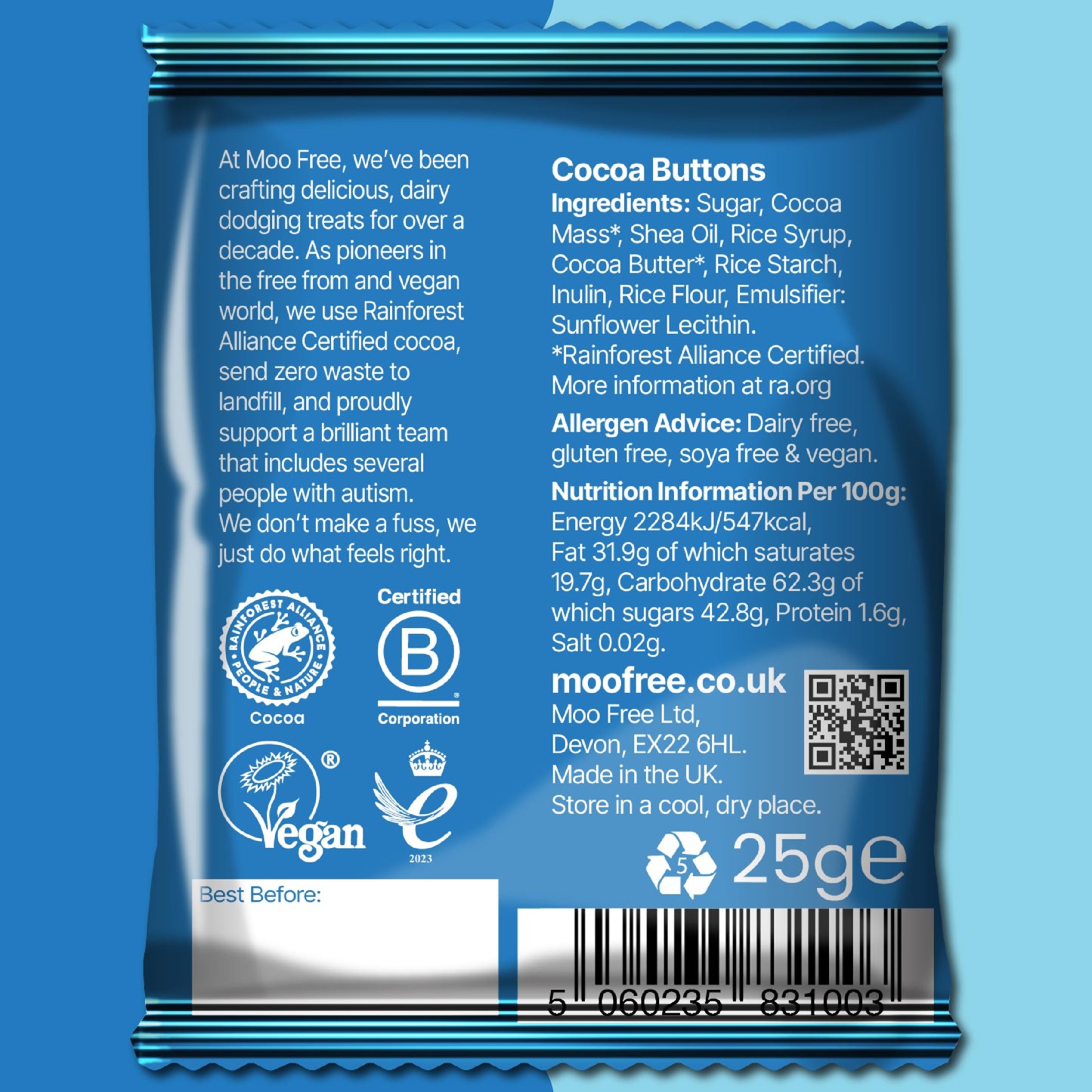 Moo Free Dairy Free Milk Chocolate Buttons (25g)