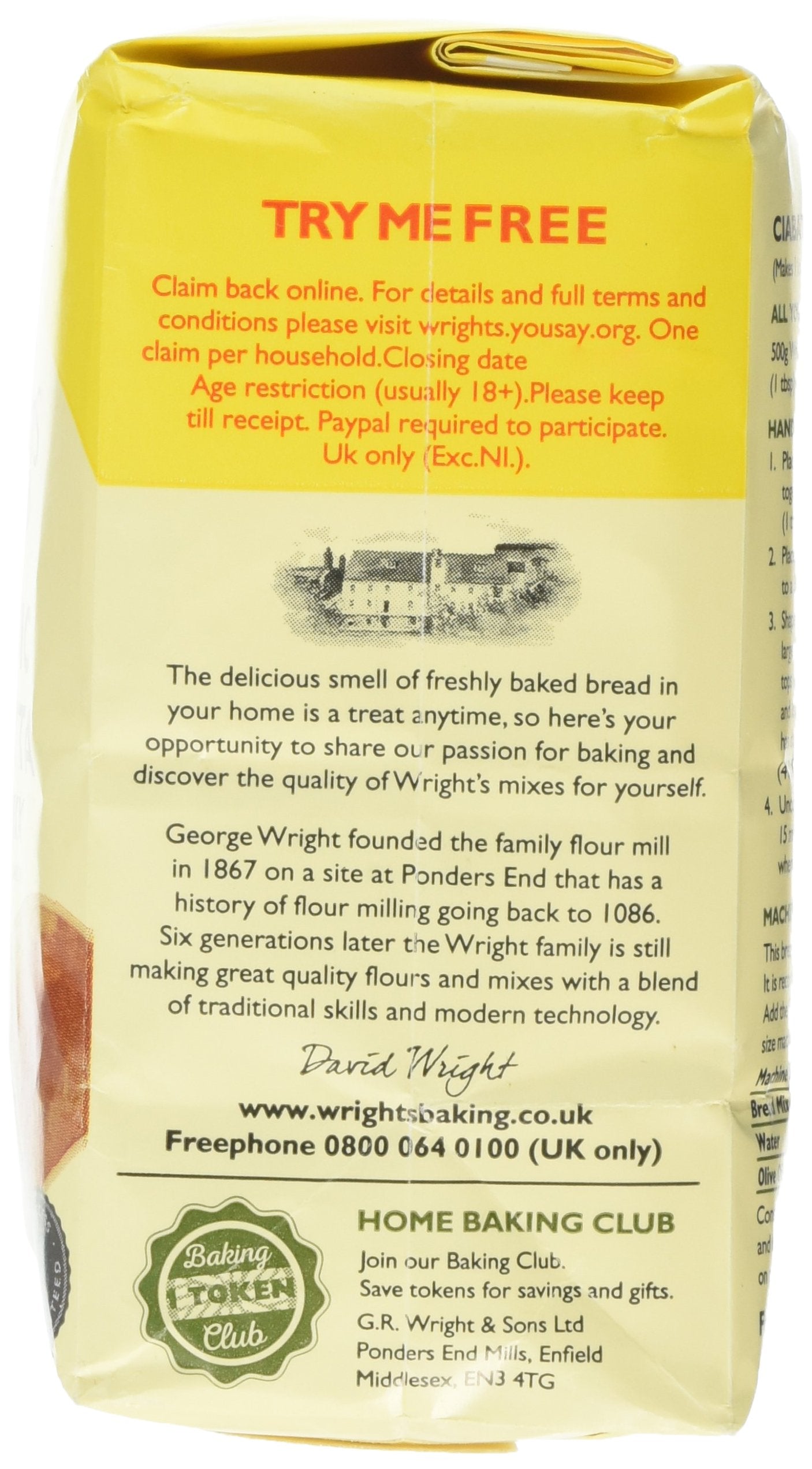 Wright's Baking Classic Ciabatta Bread Mix, 500g