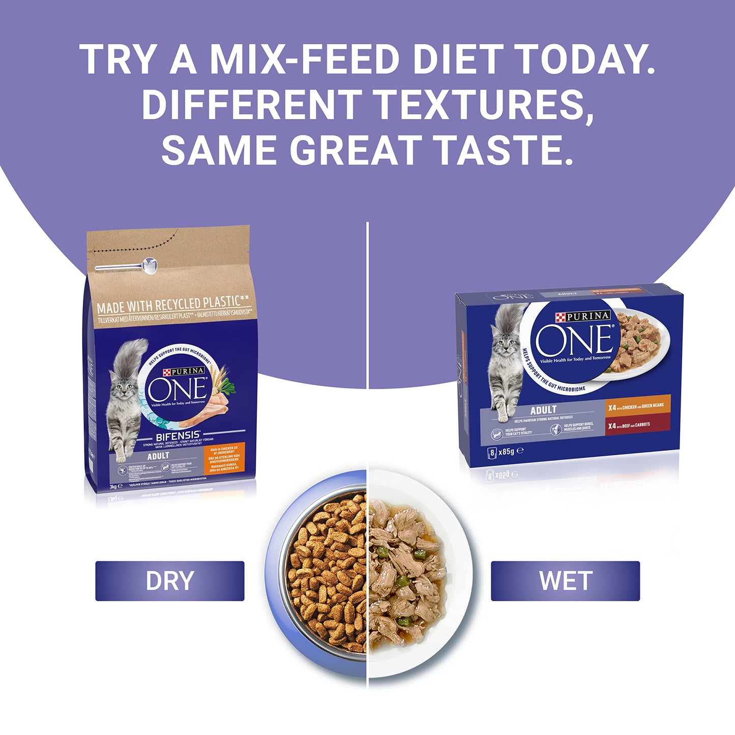 PURINA ONE | Dry Cat Food, Chicken and Wholegrains, 3kg