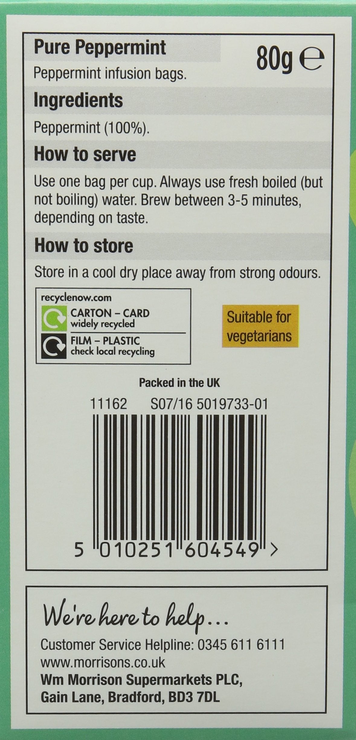 Morrisons Peppermint Paradise 40 Bags 80g