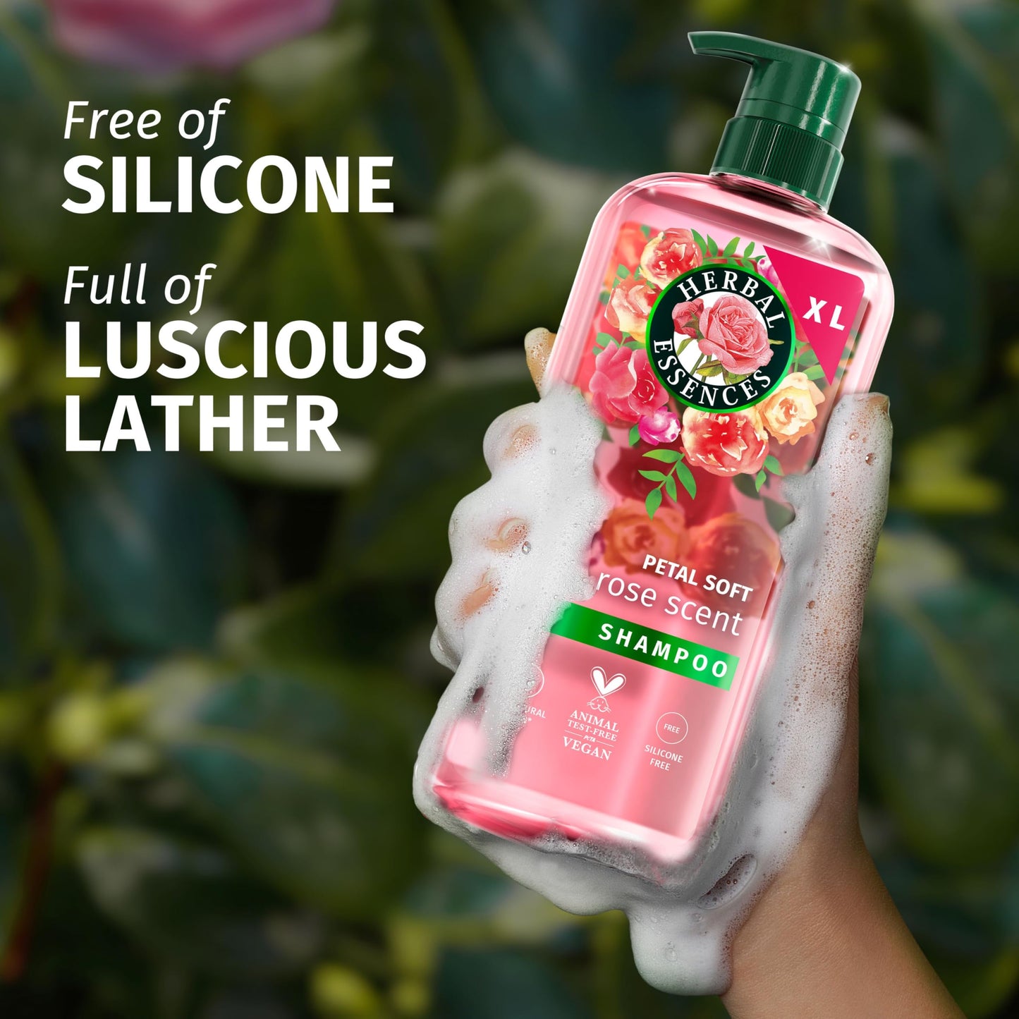 Herbal Essences Rose Scent Petal Soft Shampoo 650ml to Help Dry Hair Feel Silky and Nourished, Blended with Rose Essence and Natural Origin Ingredients, Silicone Free, Vegan and Cruelty Freerefers
