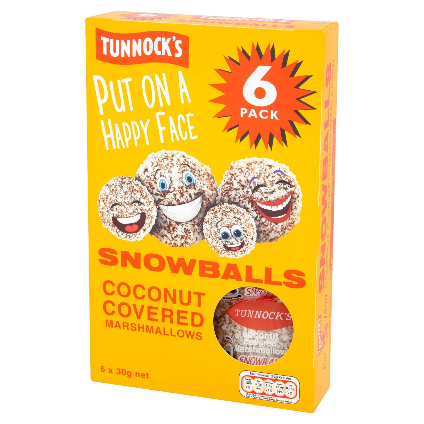 Tunnock's Snowballs Coconut Covered Marshmallows 6 x 30g (180g)