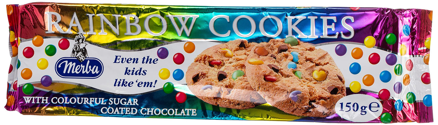 Merba Rainbow Cookies (Topped with Choc Beans) 150g