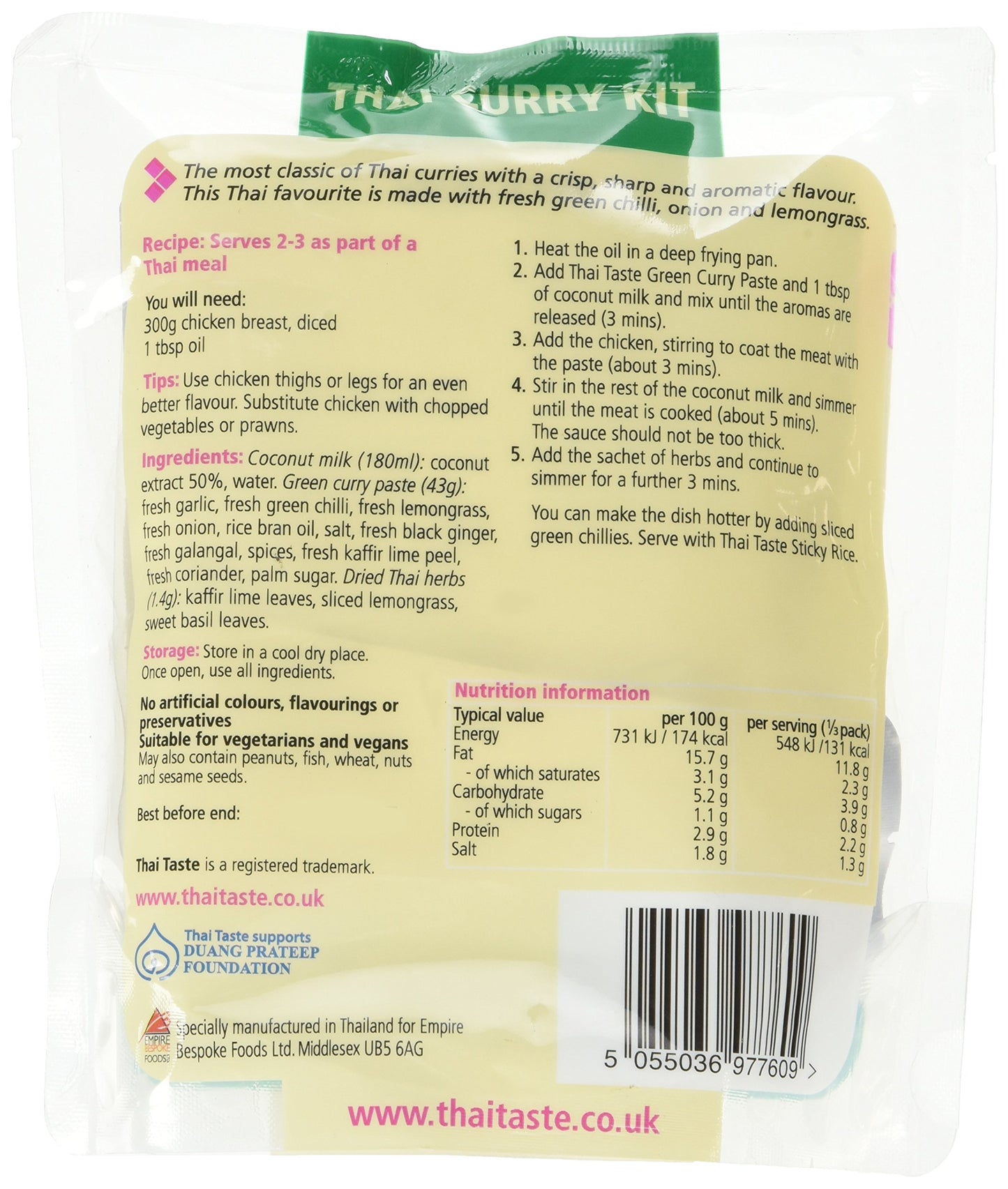 Thai Taste Green Curry Meal Kit 224 g