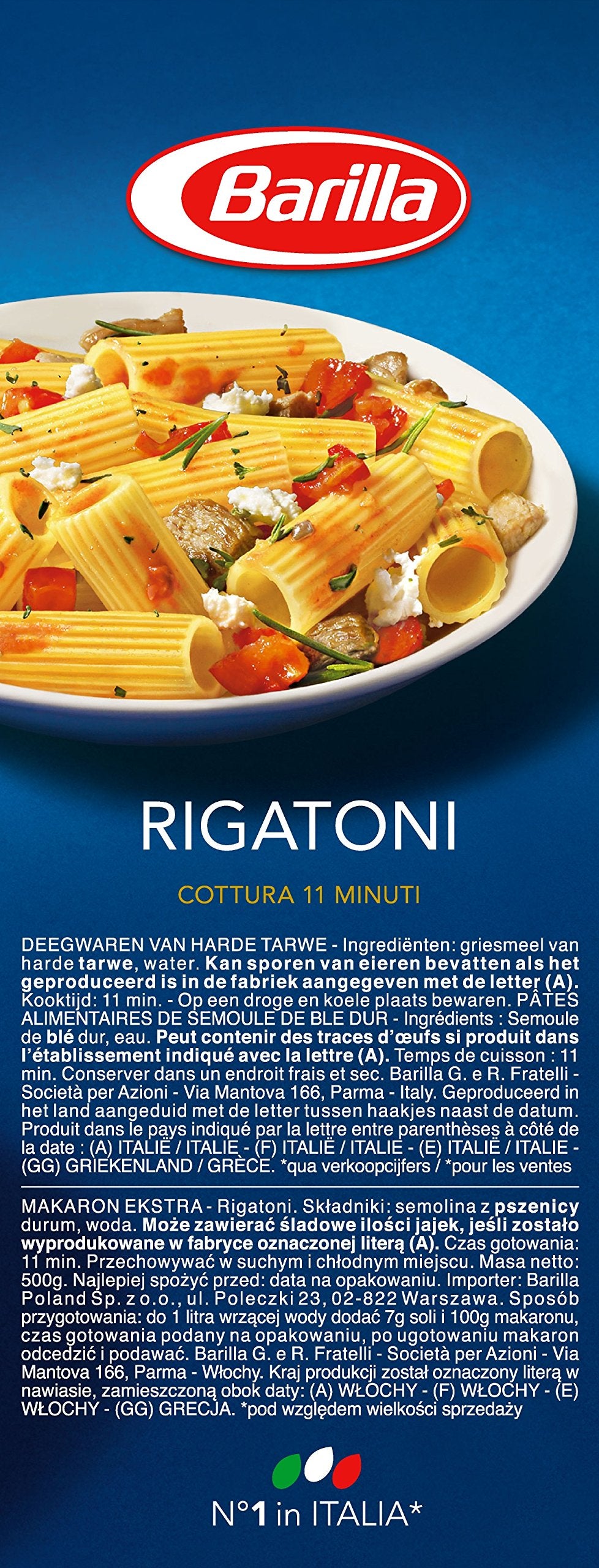 Barilla Pasta Rigatoni n. 89, 500 g