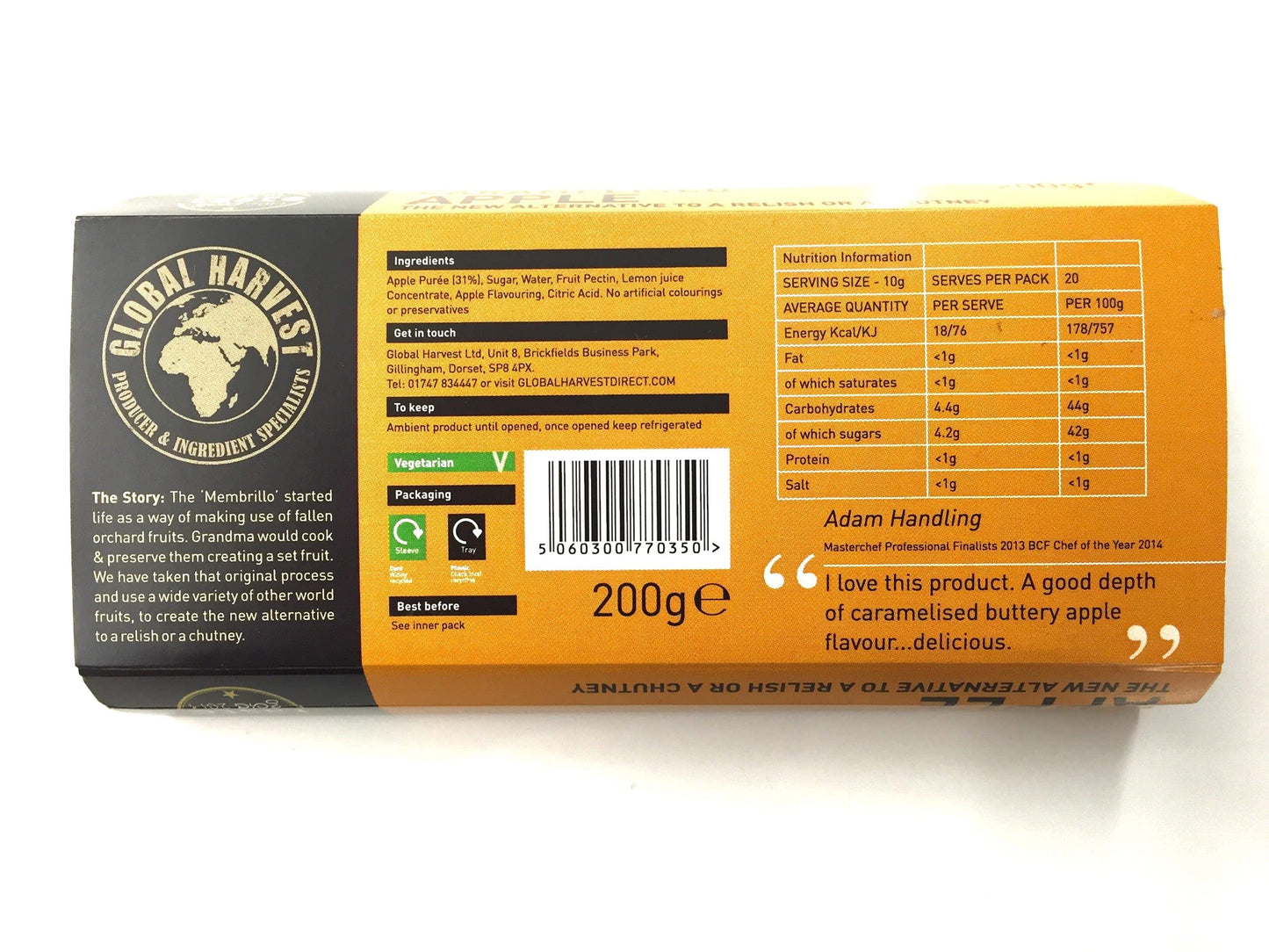 Global Harvest Caramelised Apple Jelly Set Fruit Conserve 200 g