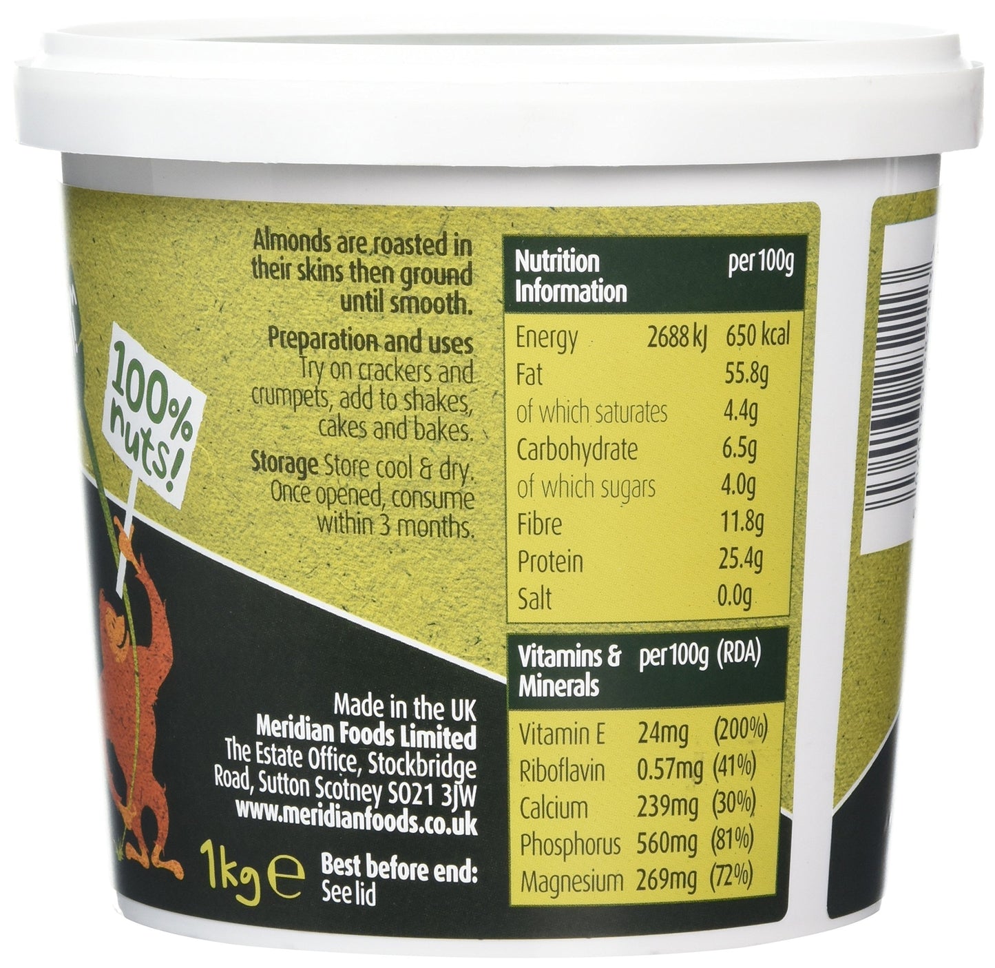 Meridian Smooth Almond Butter 100% 1kg