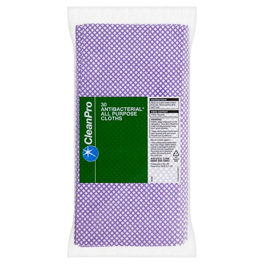 Clean Pro 30 Antibacterial All Purpose Cloths 60cm x 30cm