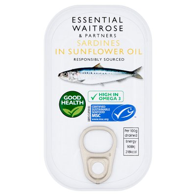 Waitrose Essential Sardines in Sunflower Oil, 120g
