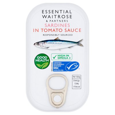 Waitrose Essential Sardines in Tomato Sauce, 120g