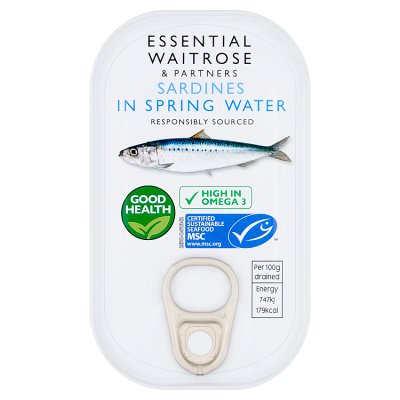 Waitrose Essential Sardines in Spring Water, 120g