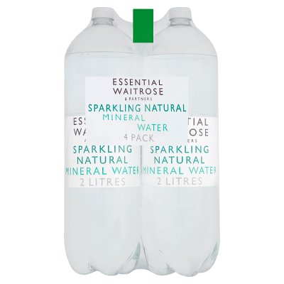 Waitrose Essential Sparkling Natural Mineral Water, 4x2L