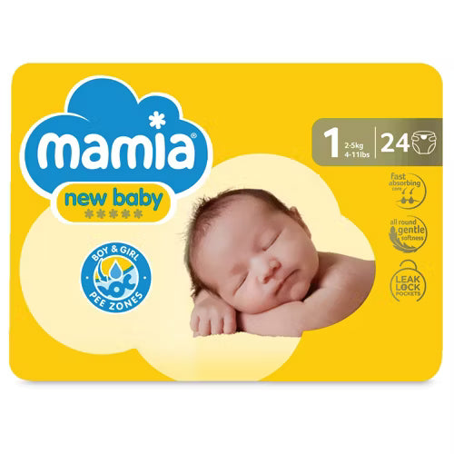 Mamia New Born Nappies Size 1 - Pack of 24