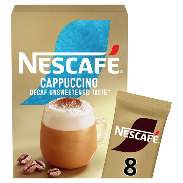 Nescafe Decaff Cappuccino Unsweetened Coffee 8 Sachets 120g