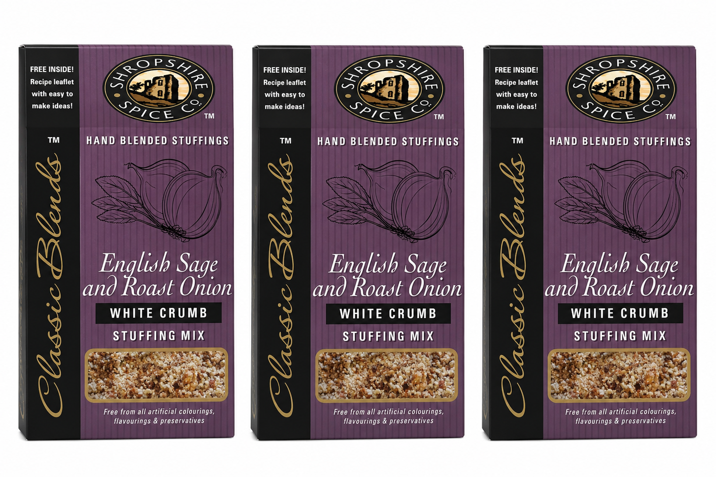 SHROPSHIRE SPICE CO. English Sage & Roast Onion White Crumb Stuffing Mix 150g - Pack of 3