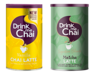 DRINK ME CHAI Vanilla Chai Latte 250g & DRINK ME CHAI Signature Blends Matcha Chai Latte 238g