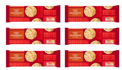 Sainsbury's All Butter Toffee Shortbread 175g - pack of 6