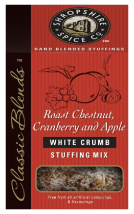 SHROPSHIRE SPICE CO. Roast Chestnut, Cranberry & Apple White Crumb Stuffing 150g
