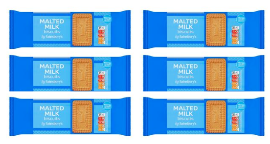 Sainsbury's Malted Milk Biscuits 200g - pack of 6