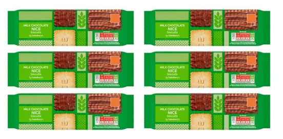 Sainsbury's Milk Chocolate Nice Biscuits 250g - pack of 6