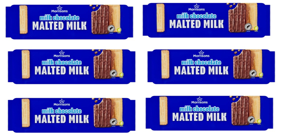 Morrisons Milk Chocolate Malted Milk Biscuits 250g, Pack of 6