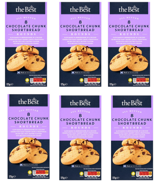 Morrisons The Best Belgian Chocolate Chip Shortbread Rounds 175g, Pack of 6