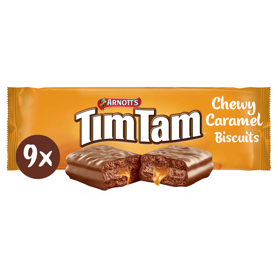 Tim Tam 9 Chewy Caramel Chocolate Biscuit Bars, 175g