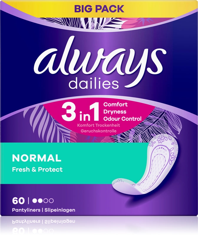 Always Dailies Fresh And Protect Normal Panty Liners 60