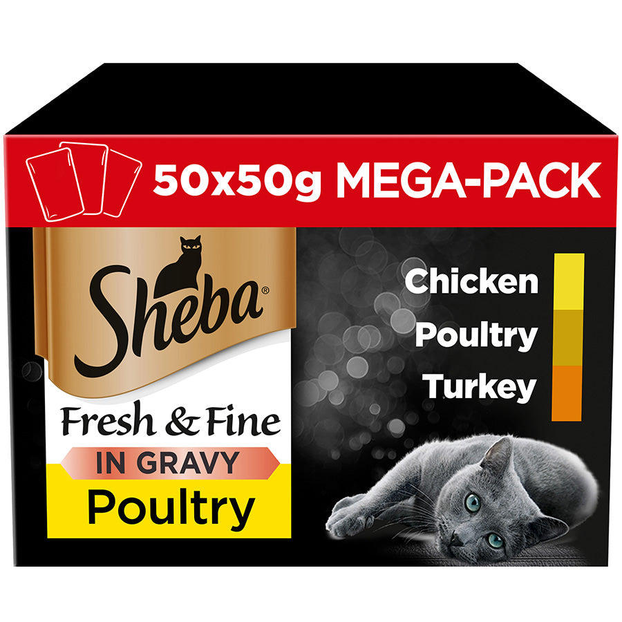 Sheba Fresh & Fine Wet Cat Food Poultry In Gravy 50x50g