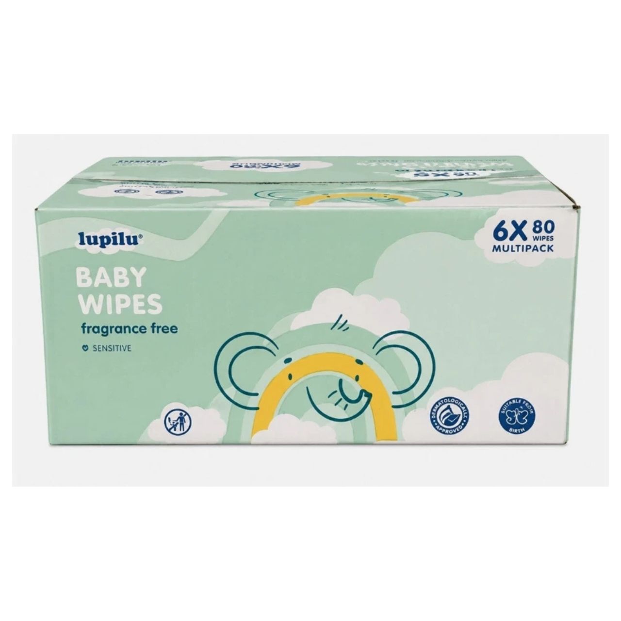 Lupilu Baby Wipes Fragrance Free Sensitive Multi Pack (6 X 80 Wipes)