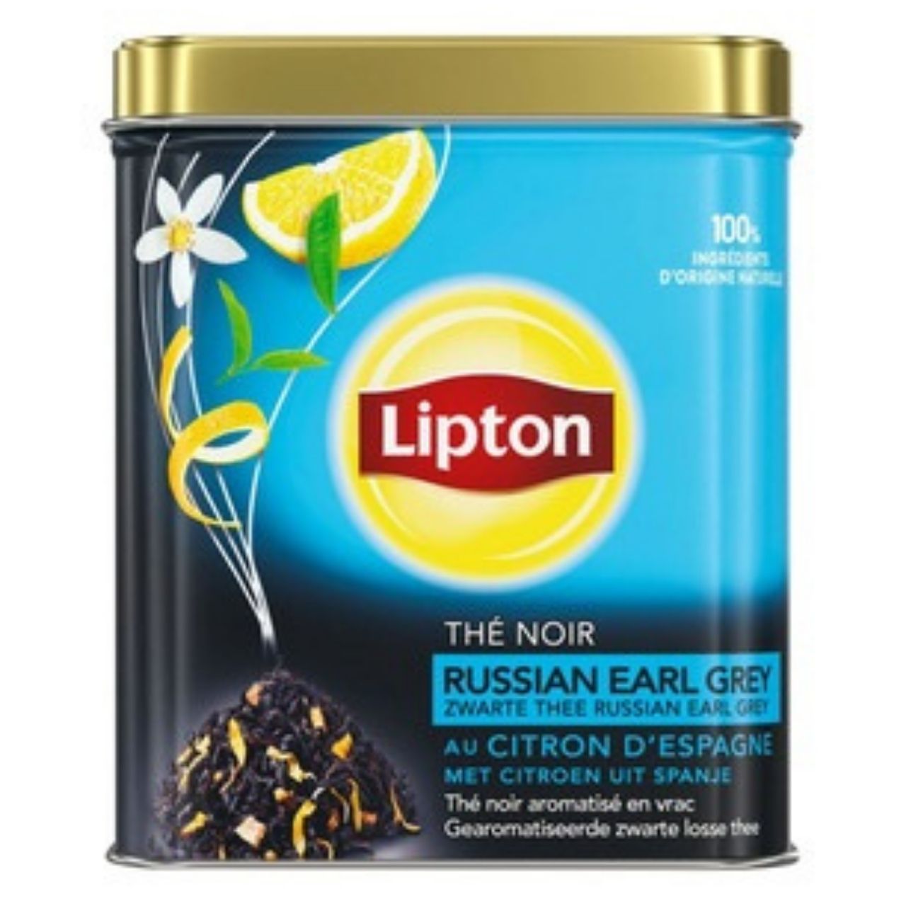 Lipton Thé Noir Russian Earl Grey Citron d'Espagne Boite Metal 150g