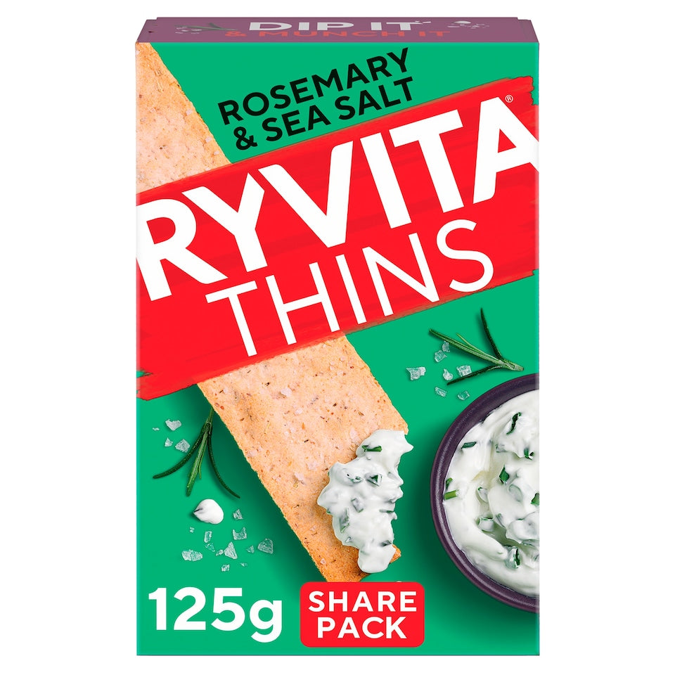 Ryvita Thins Rosemary & Sea Salt Flatbreads , 125g