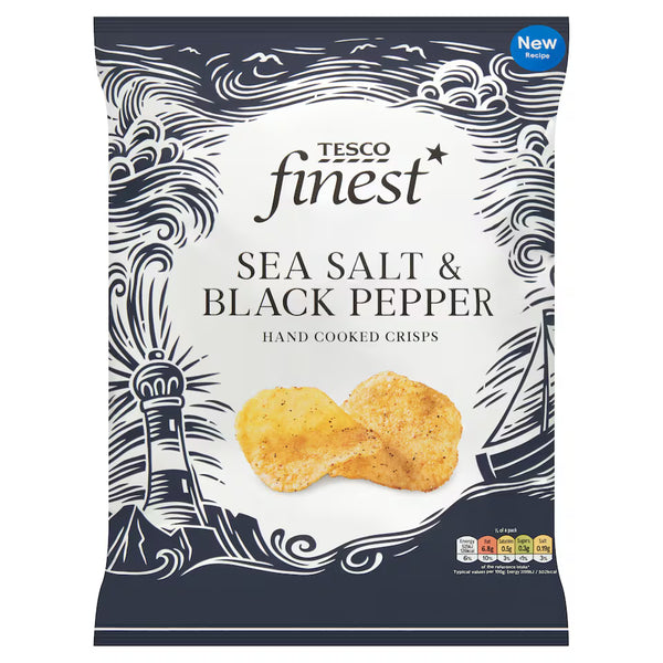 Tesco Finest Sea Salt & Black Pepper Handcooked Crisps, 150g