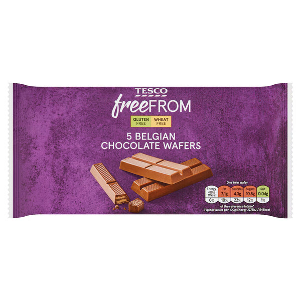 Tesco Free From Belgian Chocolate Wafers, 107g