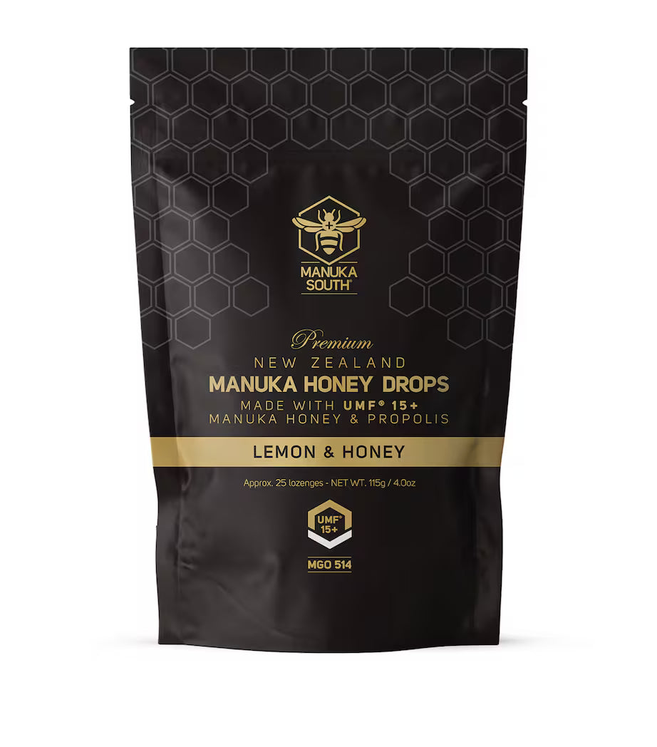 MANUKA SOUTH Manuka Honey UMF 15+ & Propolis Lemon Honey Drops (Pack of 25)