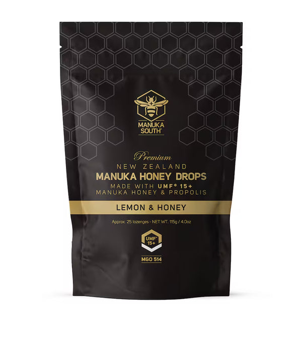 MANUKA SOUTH Manuka Honey UMF 15+ & Propolis Lemon Honey Drops (Pack of 25)