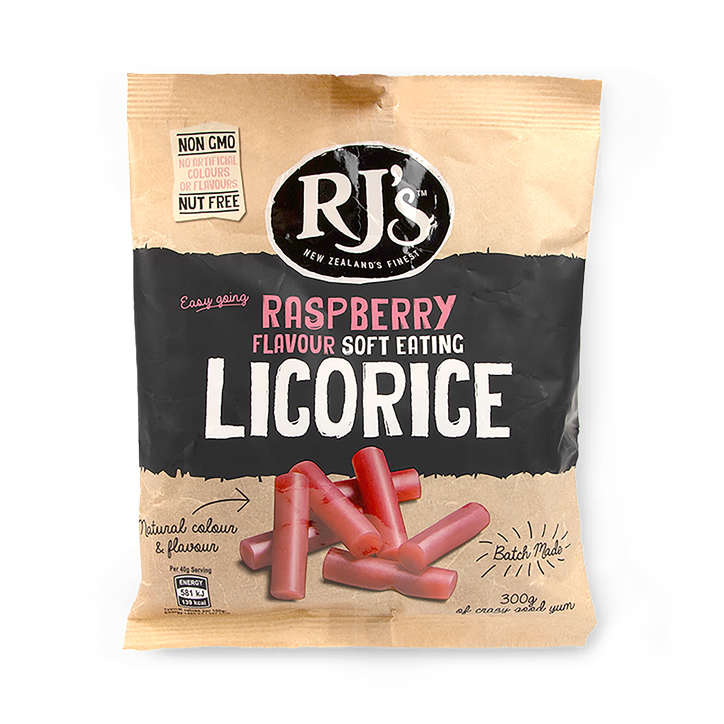 RJs Natural Raspberry Licorice, 300g - 6 Packs