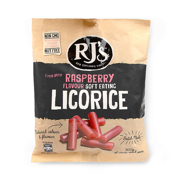 RJs Natural Raspberry Licorice, 300g - 6 Packs