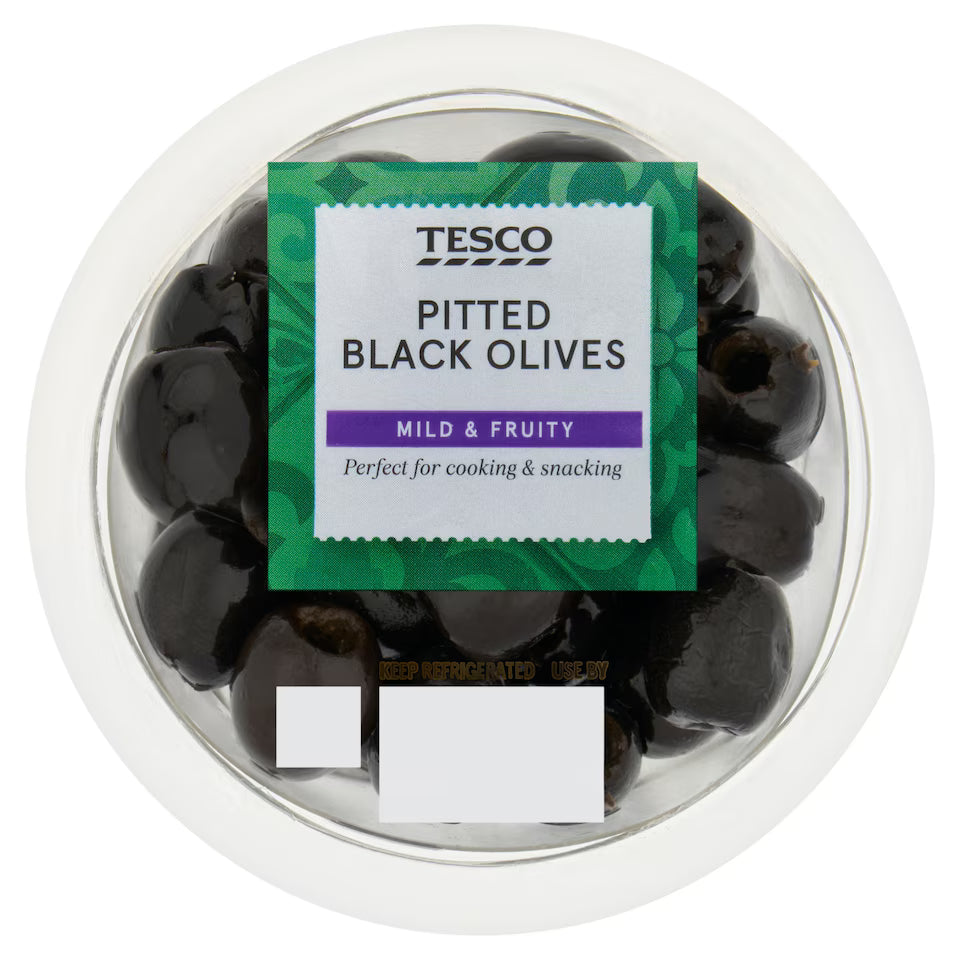 Tesco Pitted Black Olives, 120g