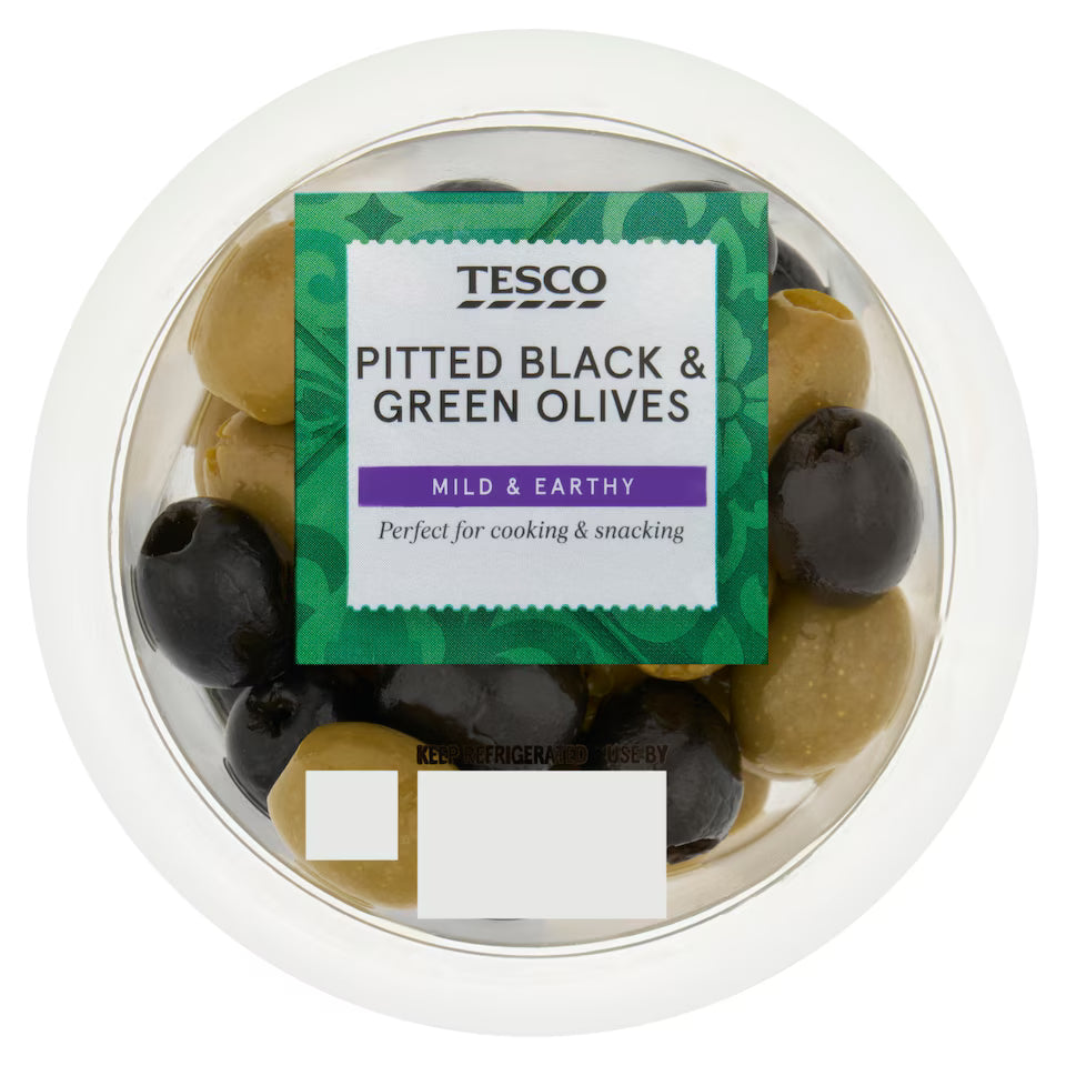 Tesco Pitted Black & Green Olives, 120g