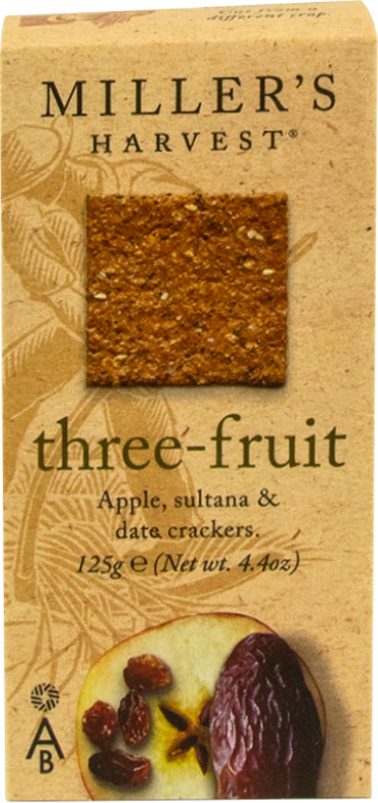 Miller's Harvest Three-Fruit Crackers, 125g