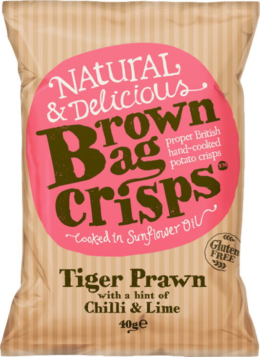 Brown Bag Crisps Tiger Prawn With A Hint Of Chilli & Lime 40G