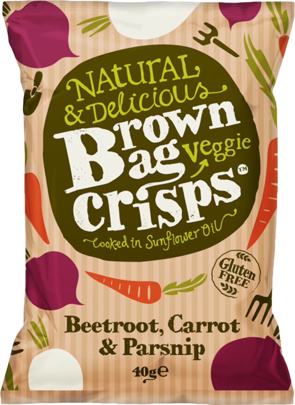 Brown Bag Crisps Beetroot, Carrot & Parsnip 40G