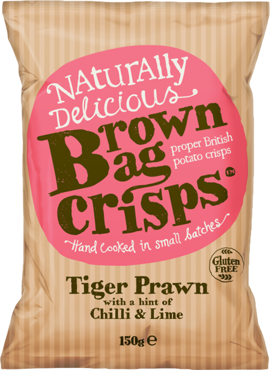 Brown Bag Crisps Tiger Prawn With A Hint Of Chilli & Lime 150G