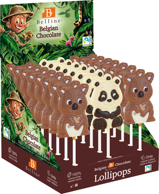 Belfine Belgian Chocolate Safari Lolly (Assorted Designs) 25G