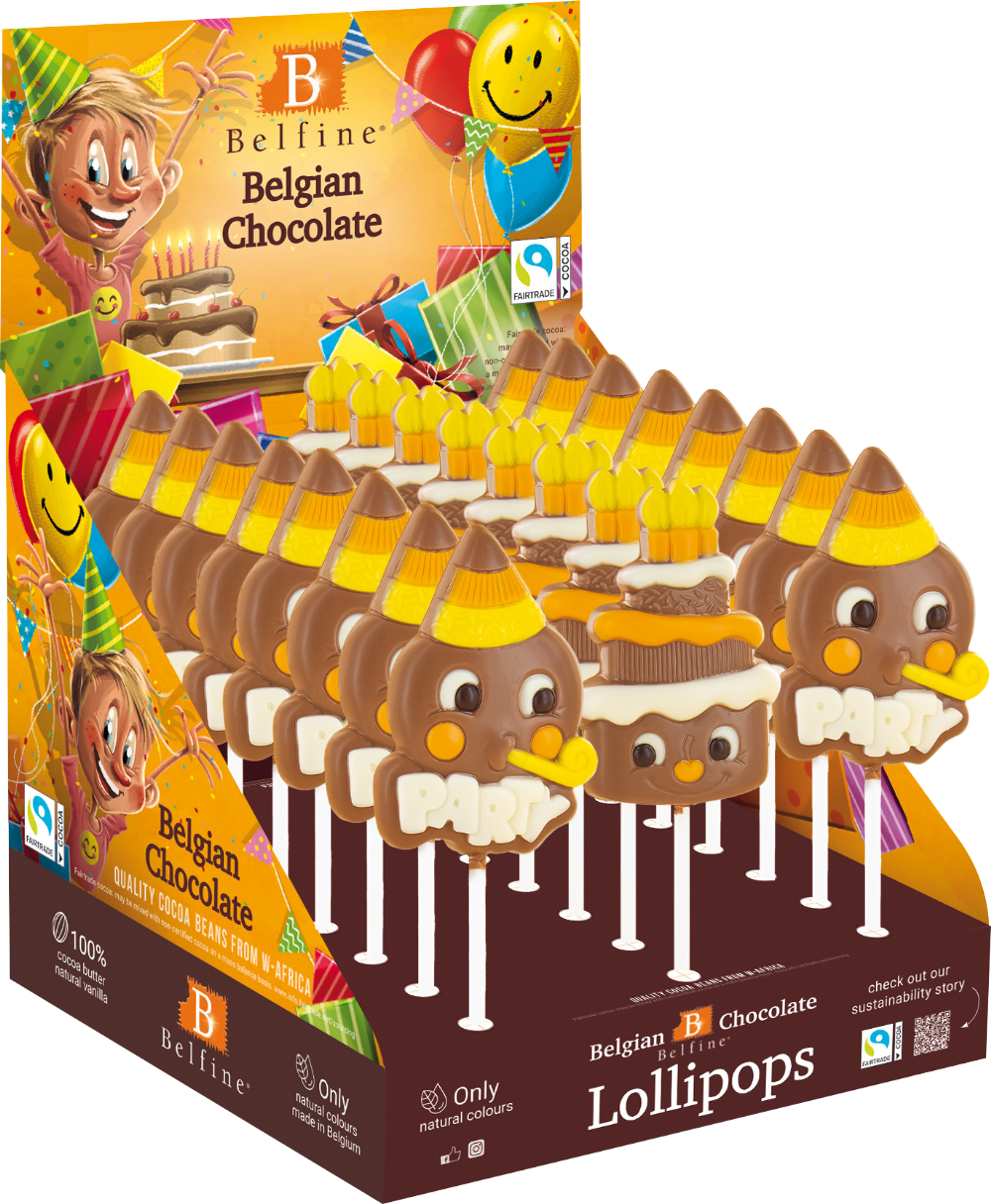 Belfine Belgian Chocolate Celebration Lolly (Assorted Designs) 25G