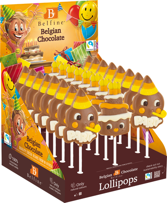 Belfine Belgian Chocolate Celebration Lolly (Assorted Designs) 25G