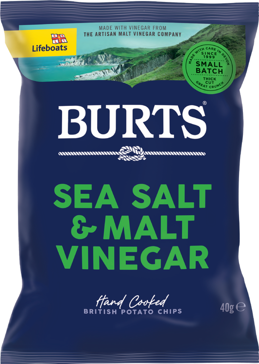 Burts Snacks Potato Chips - Sea Salt & Malt Vinegar 40G