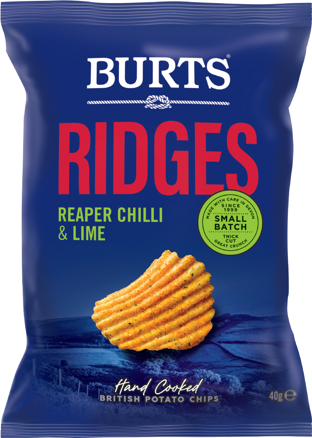 Burts Snacks Potato Chips Ridges - Reaper Chilli & Lime 40G